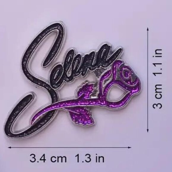 Selena Glitter Enamel Pin - Iconic Rose Design - Picture 1 of 1